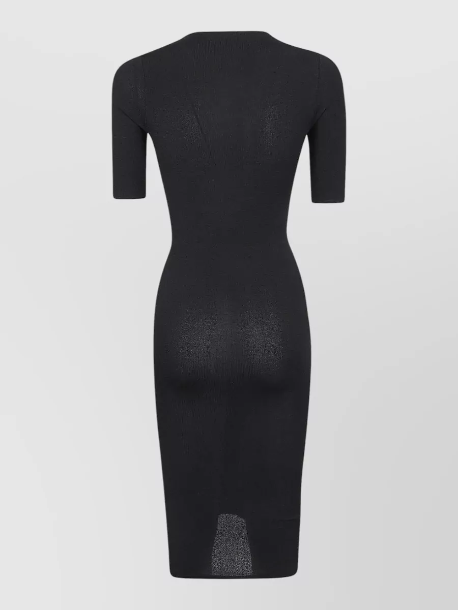 Valentino Garavani Gathered Bow V-Neck Short-Sleeve Knee-Length Dress