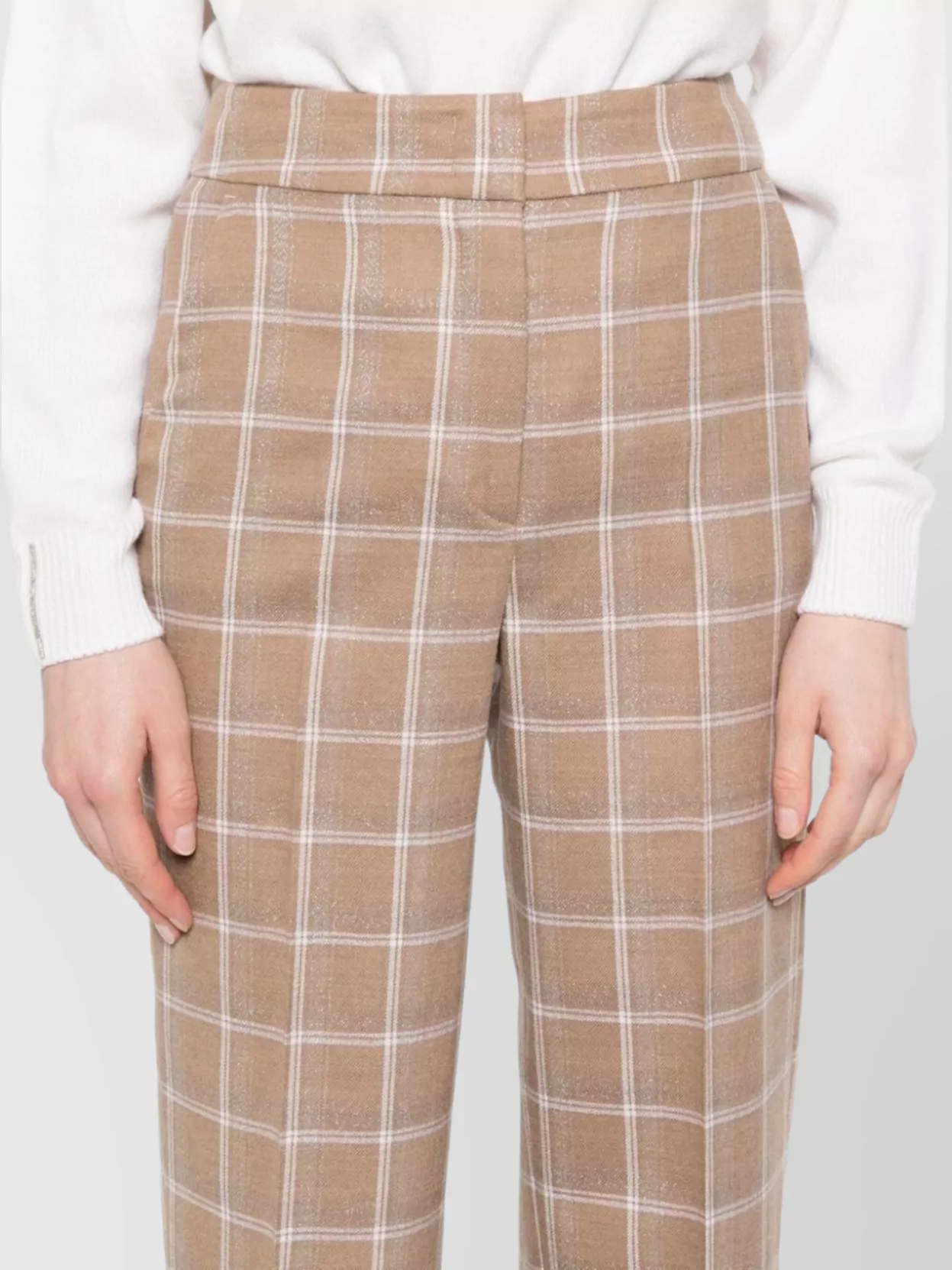 Peserico Cropped Checked Trousers Featuring Pockets