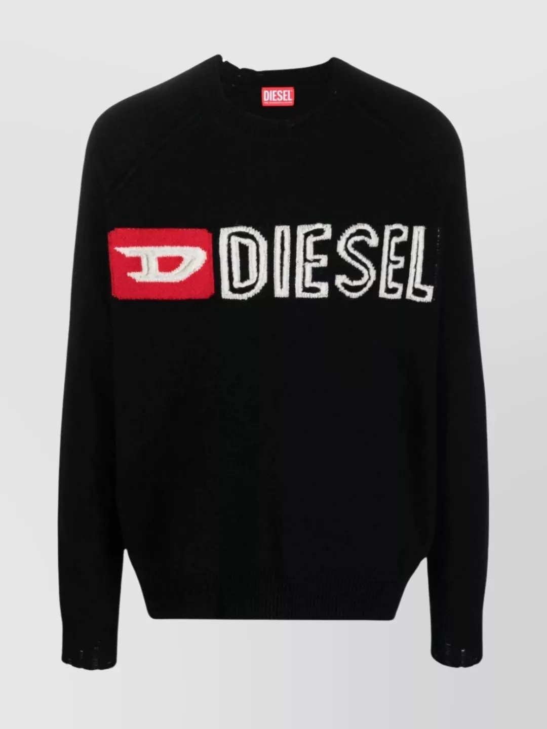 Shop Diesel Distressed Crewneck Sweater Hand-cut Detail In Black
