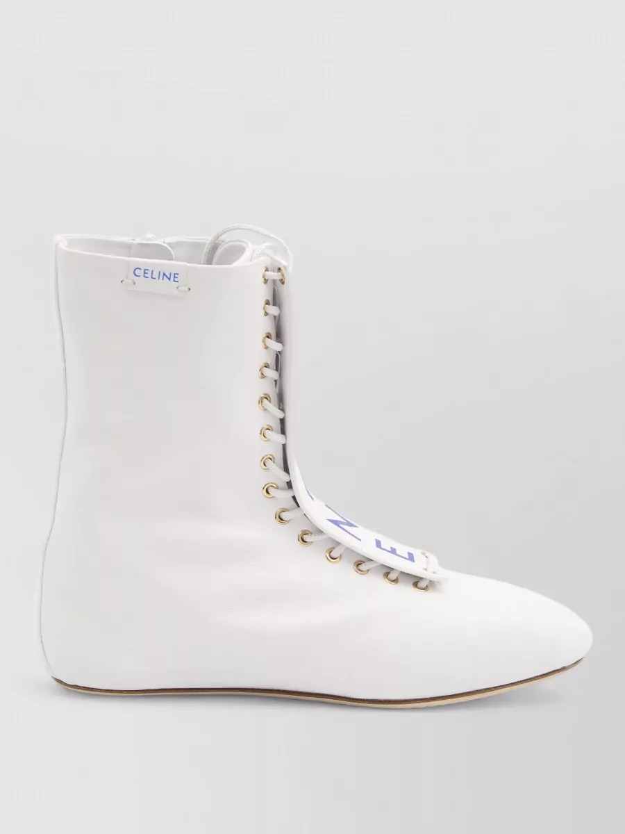 Celine Lambskin Lace-Up Ankle Boots