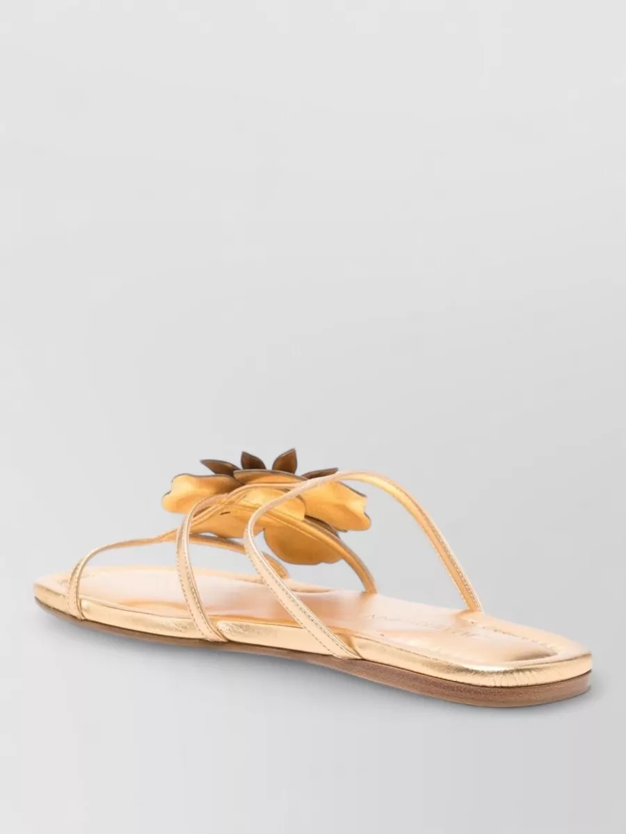 Zimmermann Leather Floral Appliqué Slide Sandals