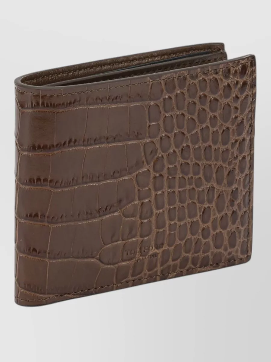 Tom Ford Crocodile Texture Leather Bifold Wallet