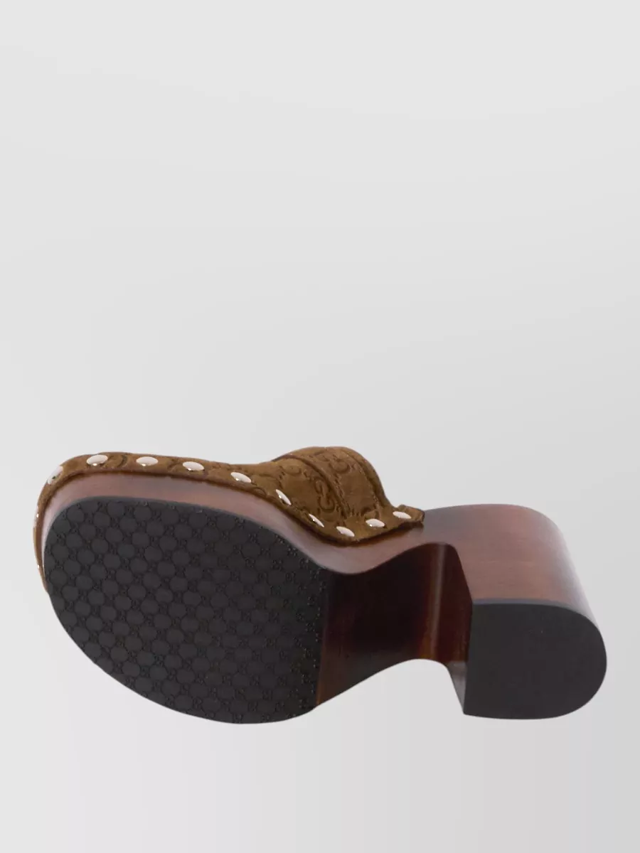 Gucci Leather Platform Clog Mules
