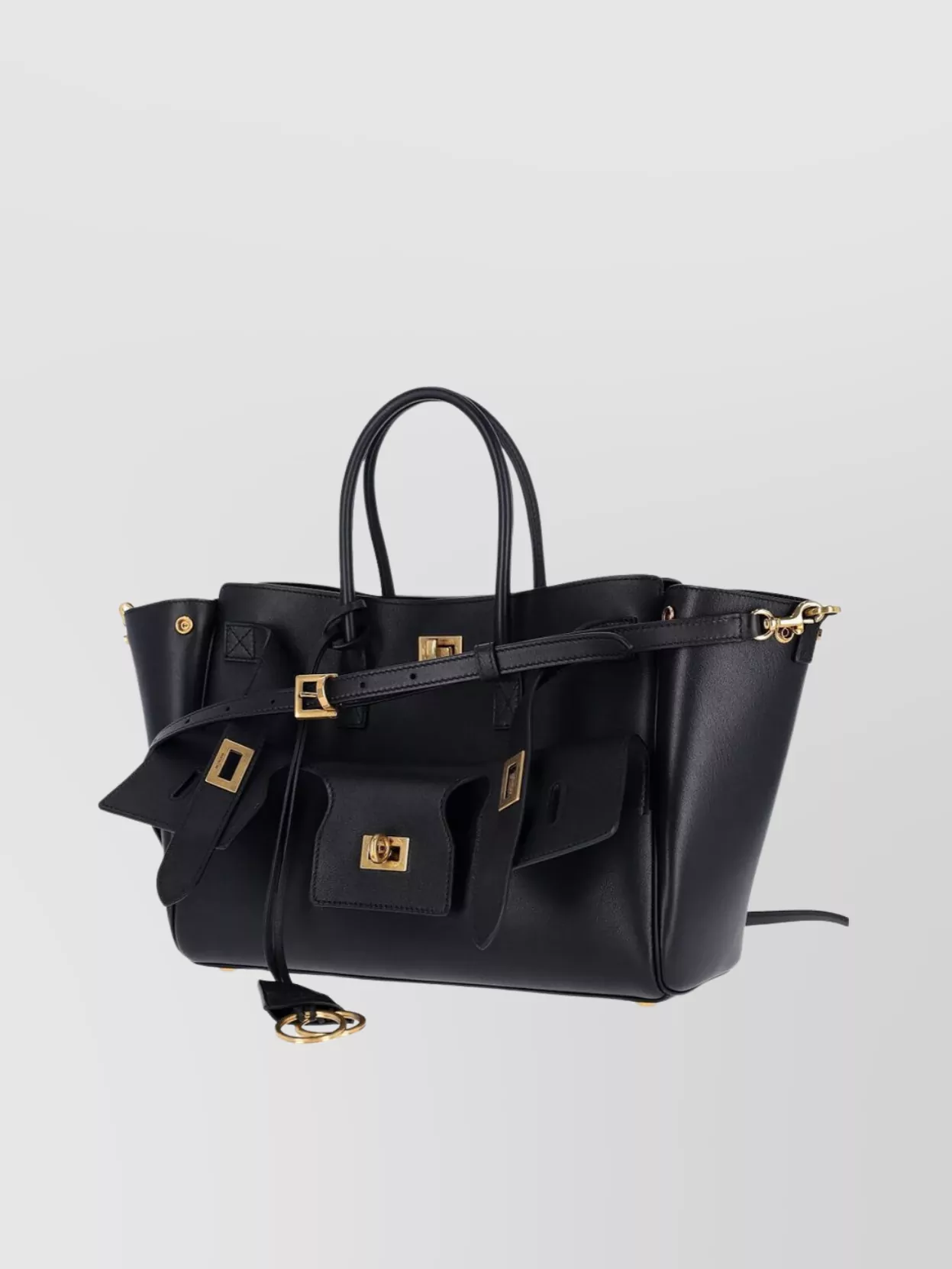 BALENCIAGA STRUCTURED TOTE BAG WITH BUCKLE AND GOLD-TONE