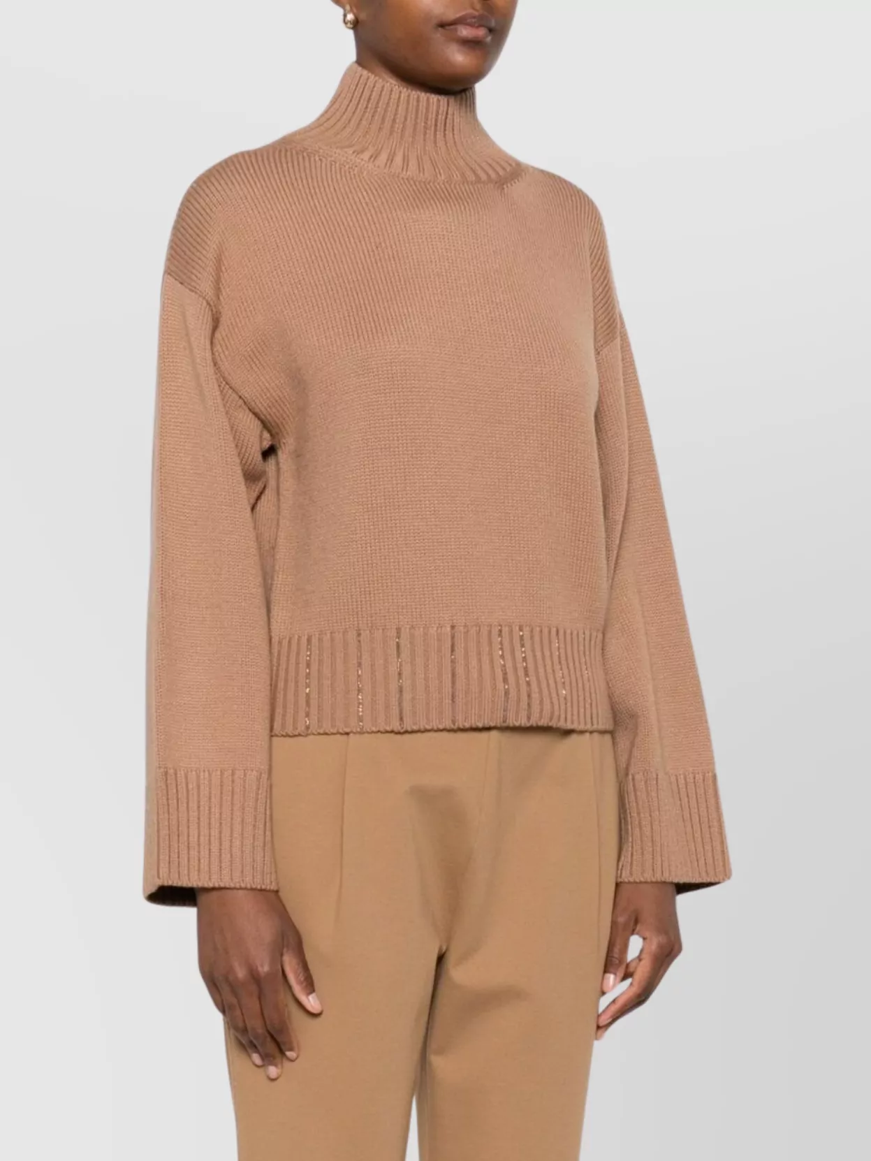 Fabiana Filippi Wool Turtleneck Sweater With Dropped Shoulders