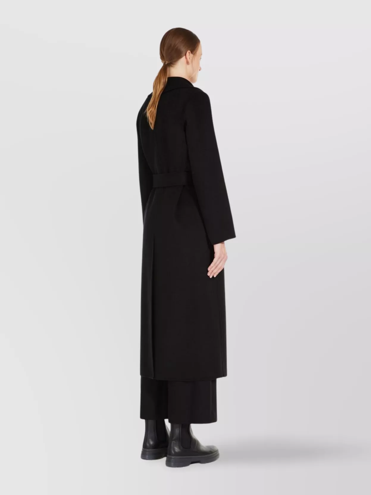 S Max Mara Belted Wool Coat With Slit