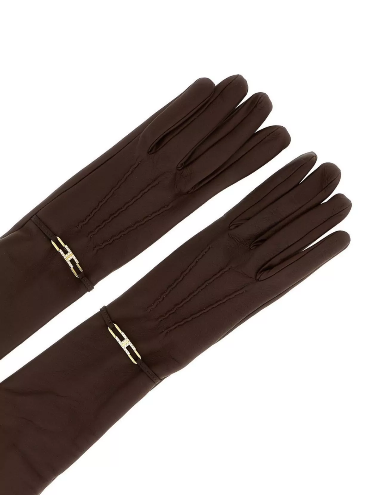 Elisabetta Franchi Long Nappa Gloves Gold-Tone Hardware
