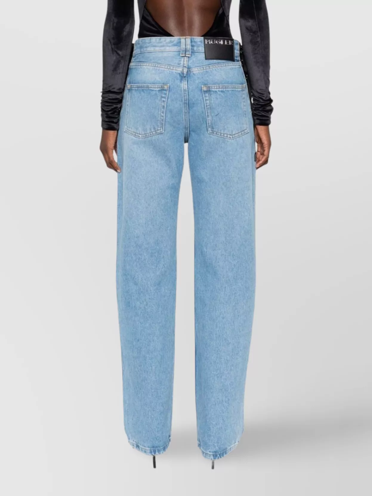 Mugler Straight Leg Trousers Lace-Up Detail