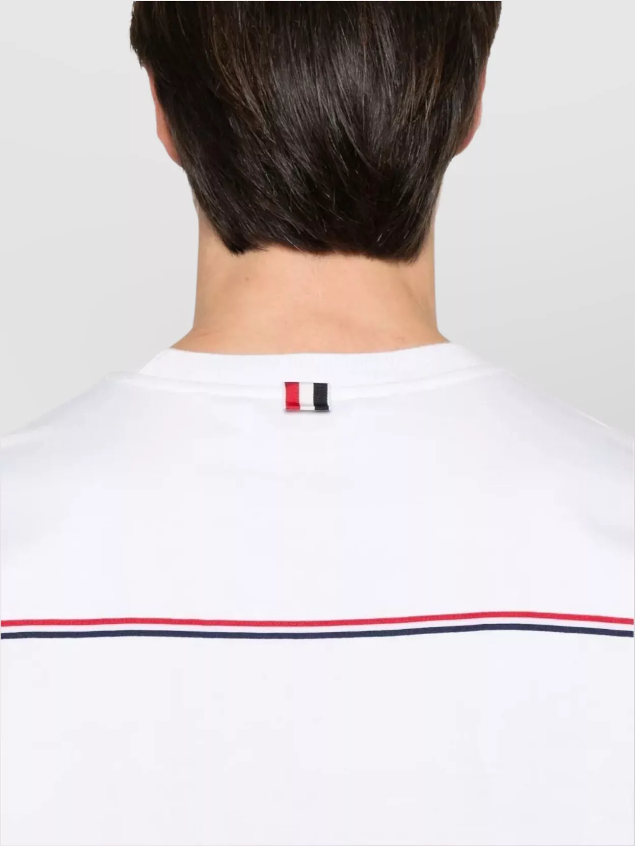 Tシャツ・カットソー RWB KNIT TRIM T-SHIRT Thom Browne Oversized t-shirt with rwb knit trim | The