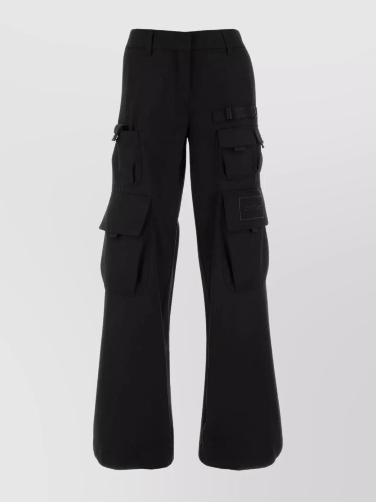 Shop Off-white Cargo Pant With Wide Leg Cut In Black