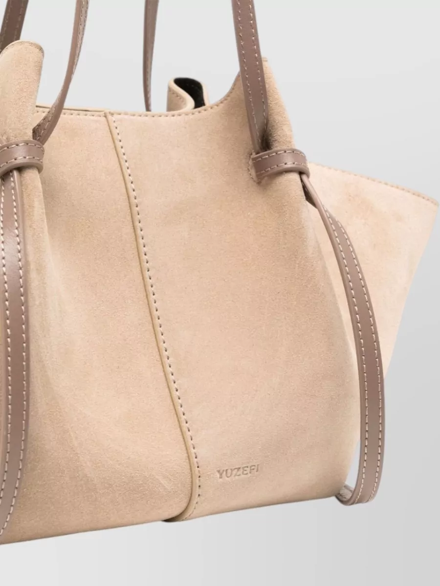 Yuzefi Suede Shoulder Bag Knotted Strap Design