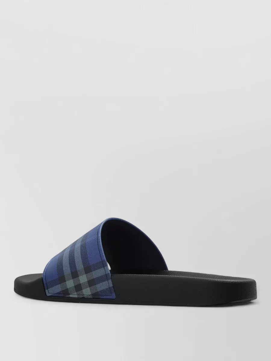 Burberry Check Pattern Flat Sole Slide Sandals