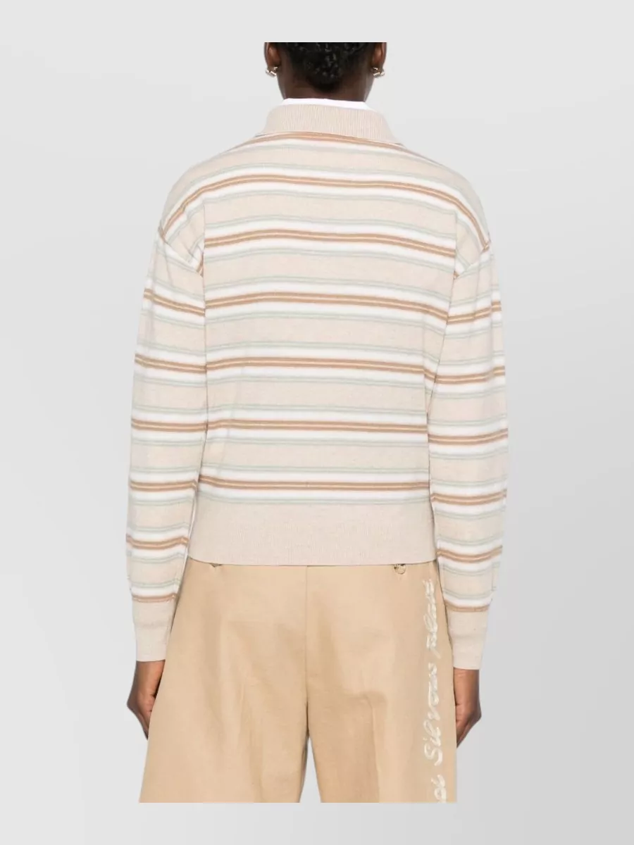 Guest In Residence Striped Cashmere Long-Sleeve Polo Jumper
