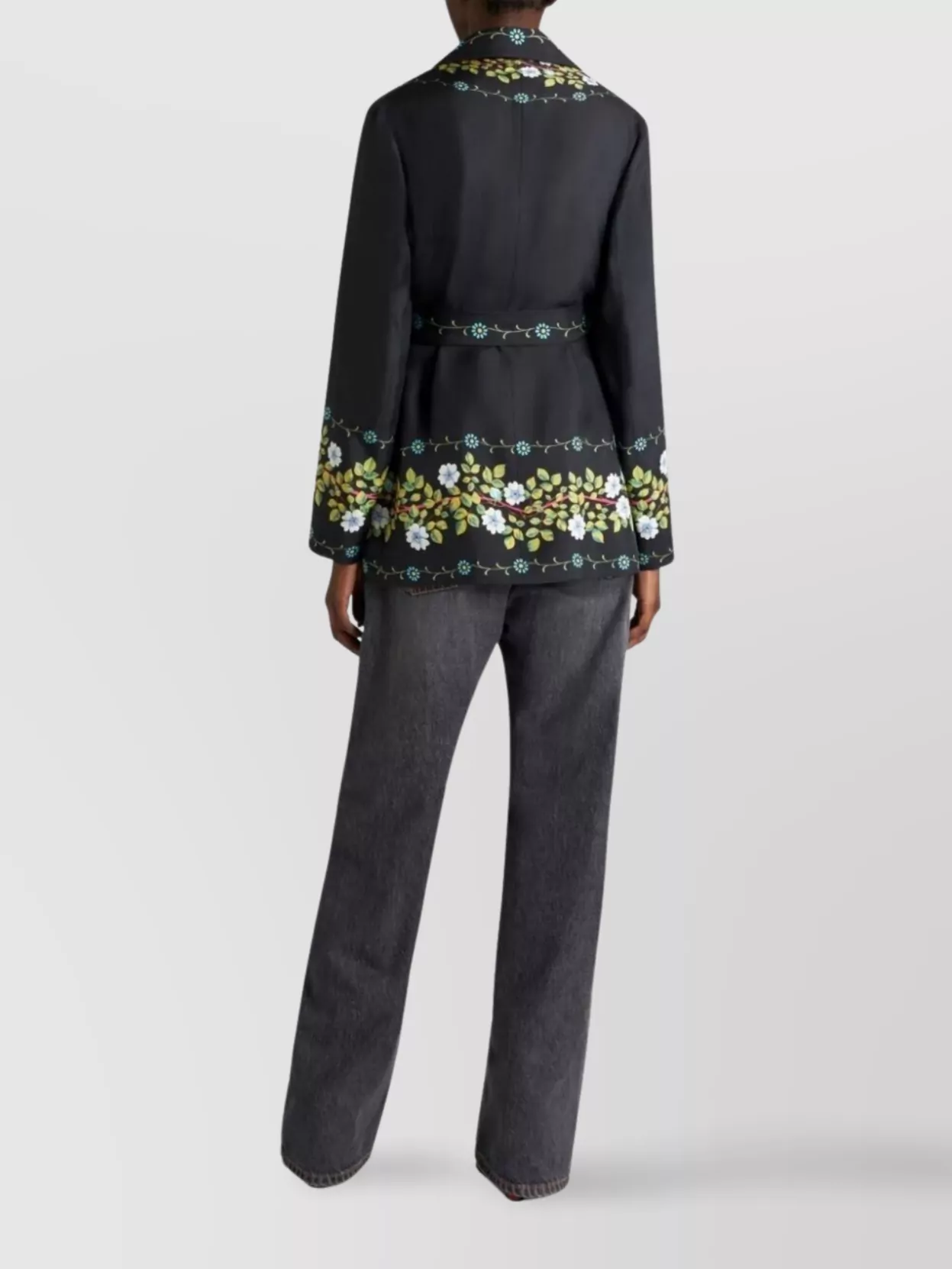 Etro Floral Pattern Jacket Belted Waist In Animal Print