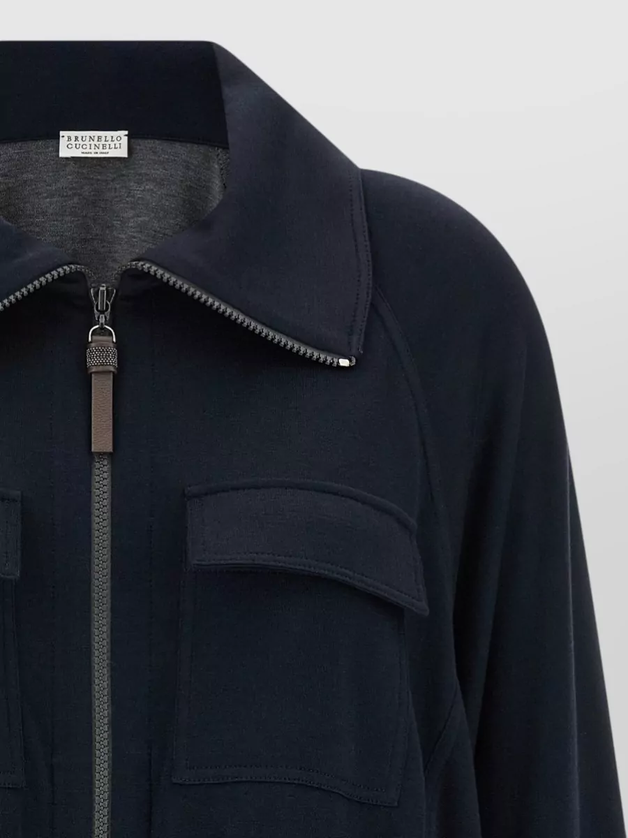 Brunello Cucinelli Cotton Silk High Neck Zip Sweatshirt