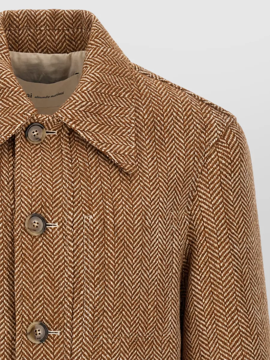 Ami Paris Virgin wool chevron single breasted coat
