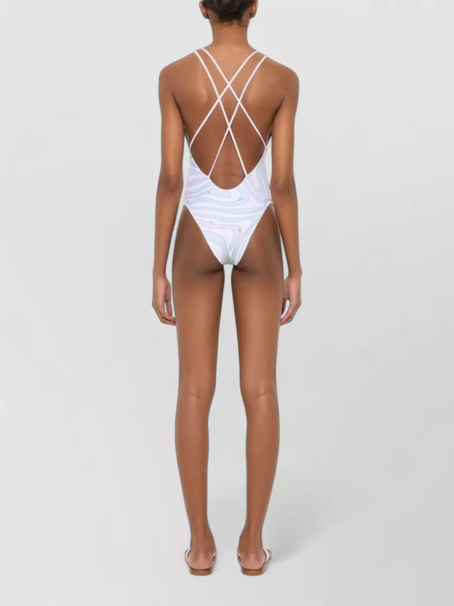 Pucci Printed Deep V-Neck Swimsuit