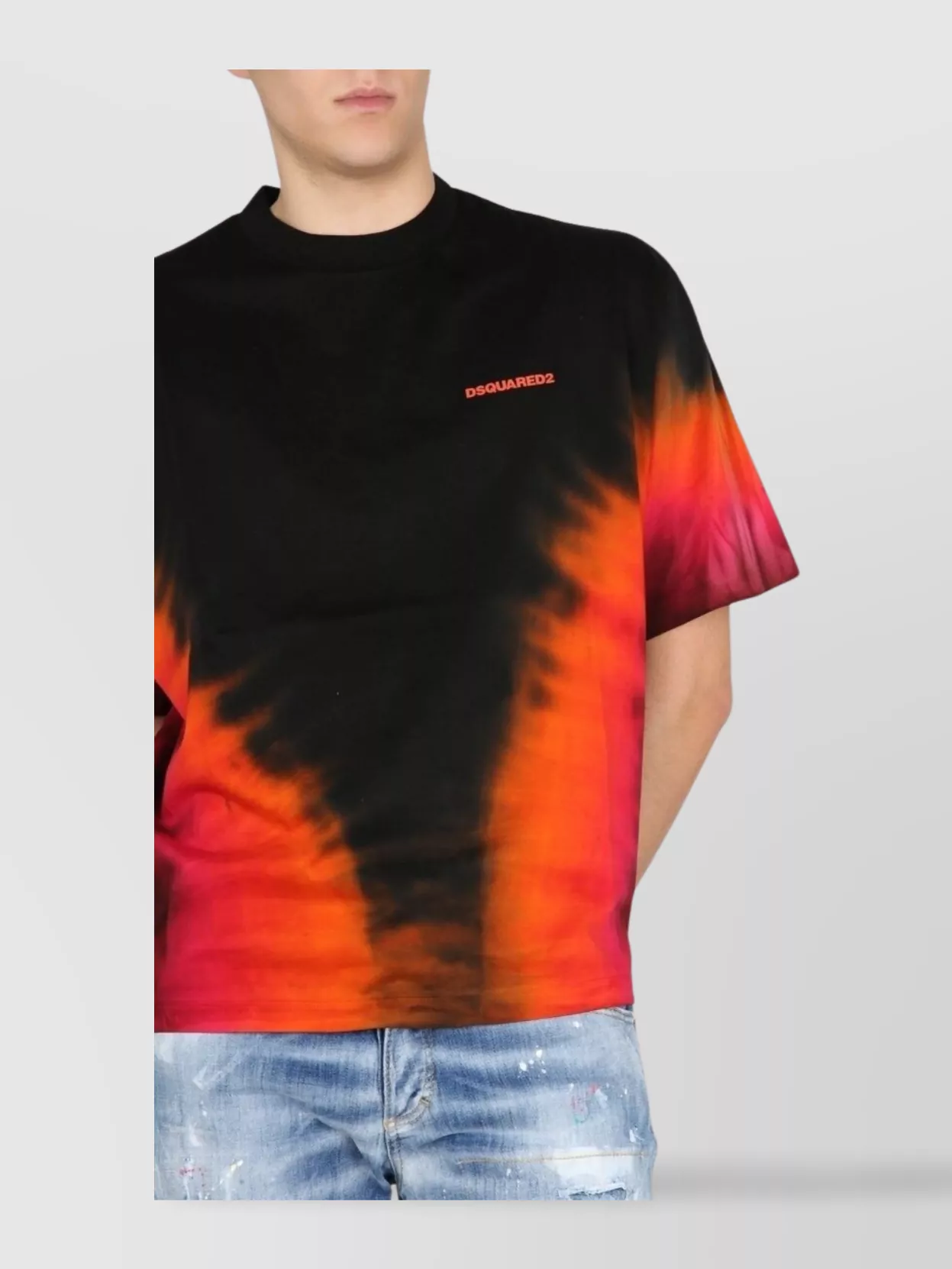 Dsquared2 D2 Flame Dropped Shoulder T-shirt In Black