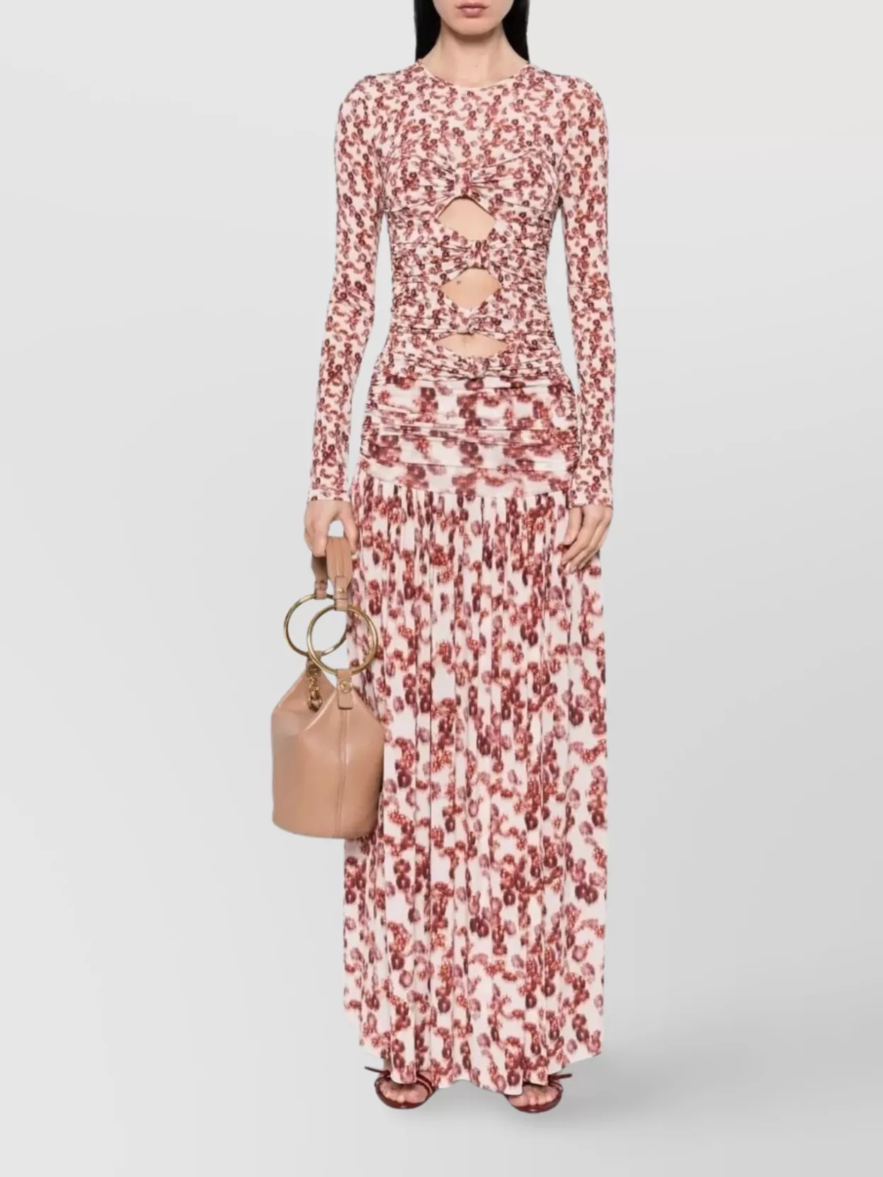 Isabel Marant Gladice Ruched Cutout Floral-print Stretch-jersey Top In Multi