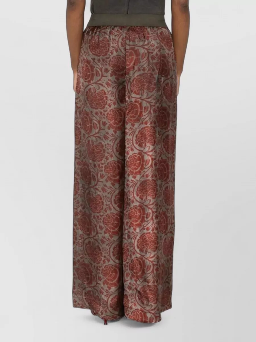 Uma Wang Pansy Floral High Rise Wide Leg Trousers