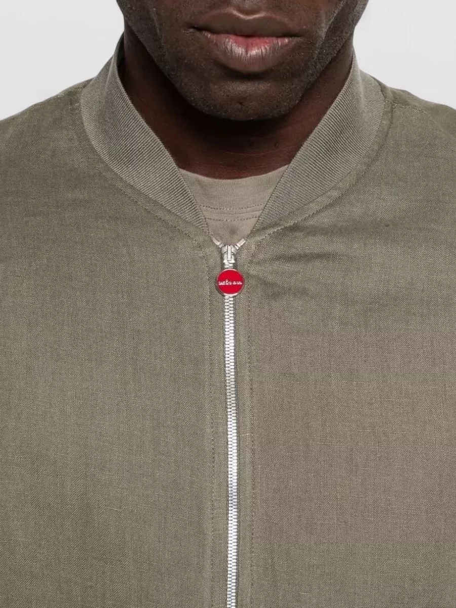 Kiton Linen Jacket Ribbed Trims Side Pockets