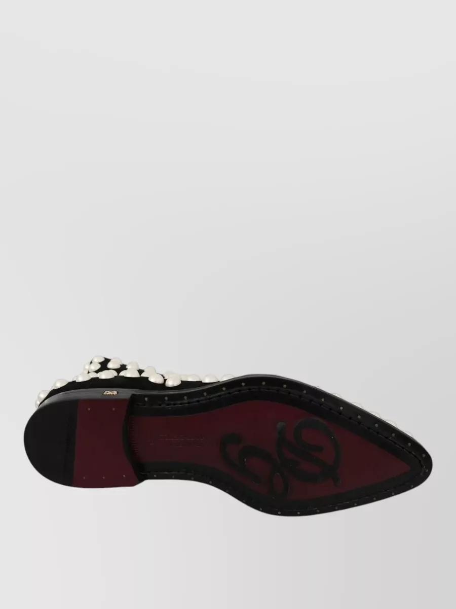Dolce&Gabbana Suede Pearl Studded Ankle Boots