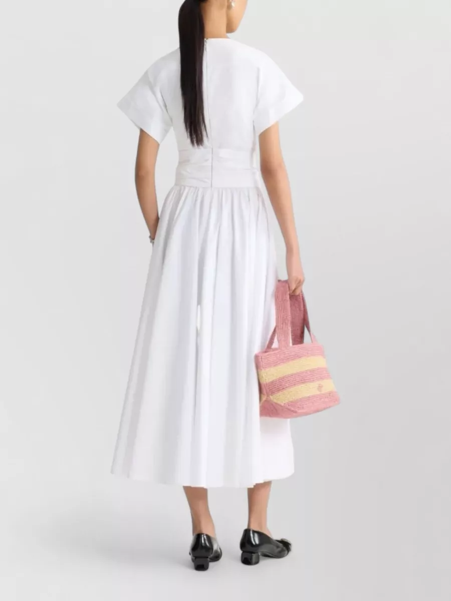 Patou Cotton Short-Sleeve Knotted Midi Dress