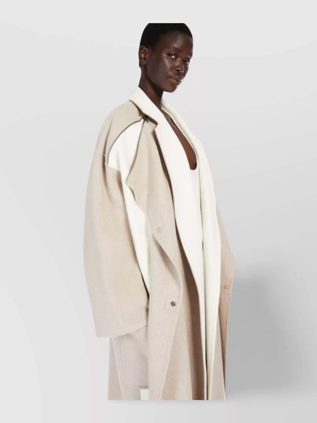 Max Mara Wool Blend Coat Lapel Contrasting