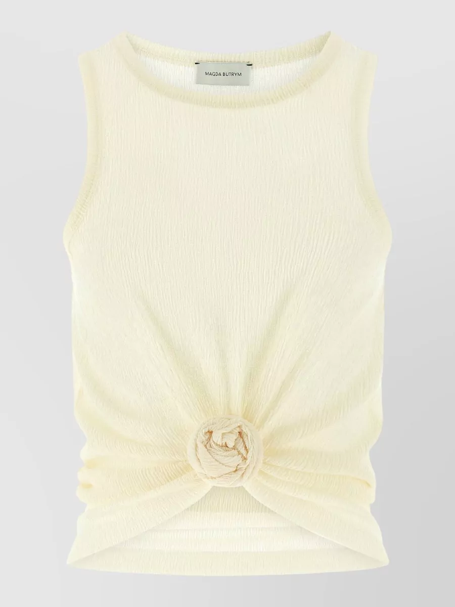 Magda Butrym Textured Crepe Knot-Front Sleeveless Tank Top