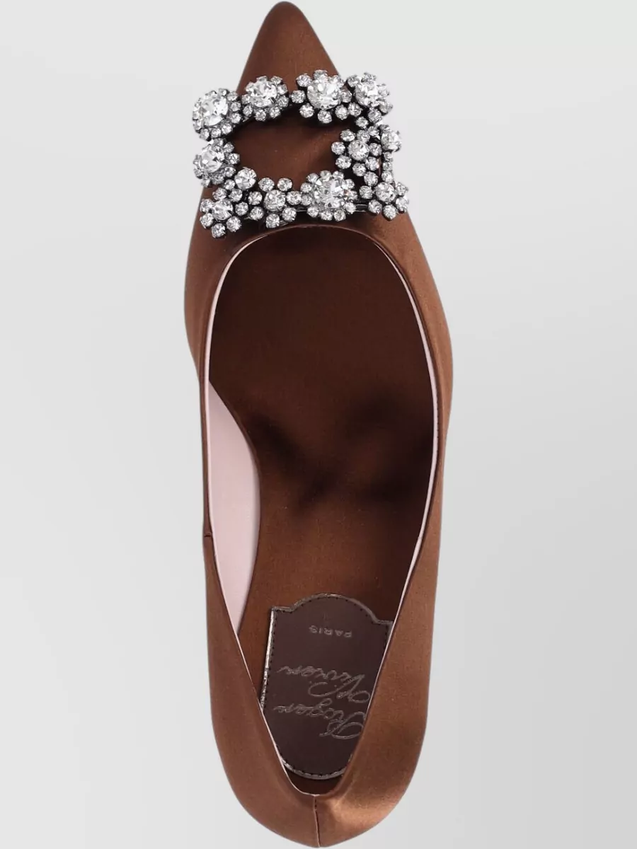 Roger Vivier Satin Crystal Embellished Pumps