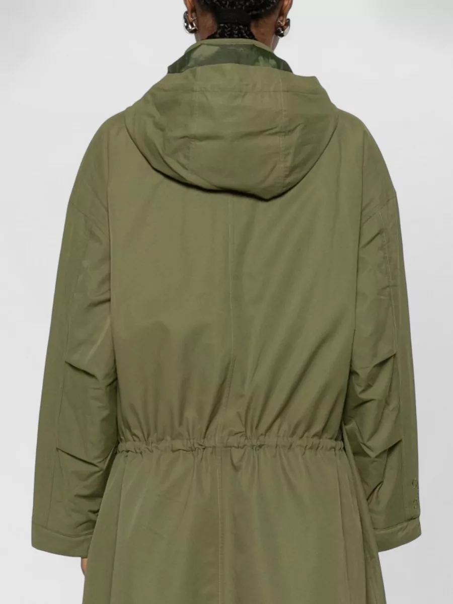Closed Hooded Cotton Nylon Parka Coat