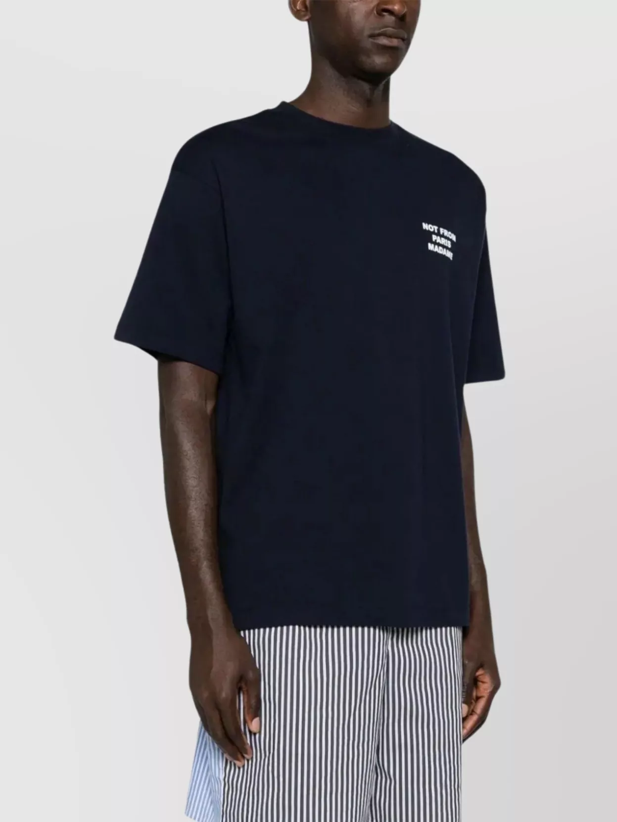 Drôle De Monsieur Blue Crewneck T-shirt With Slogan Print On The Front And Back In Cotton Man In Blue