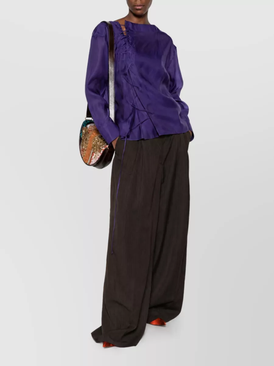 Dries Van Noten silk wide-leg trousers