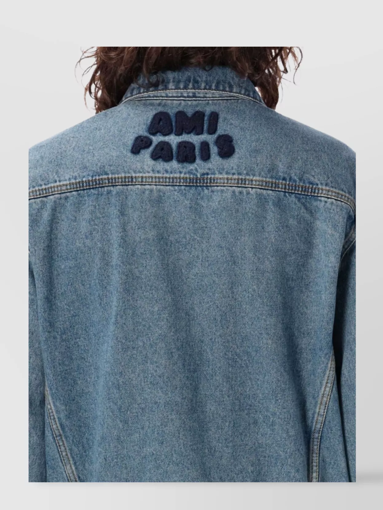 Ami Alexandre Mattiussi Denim Jacket With Chest Pockets And Embroidered Detail