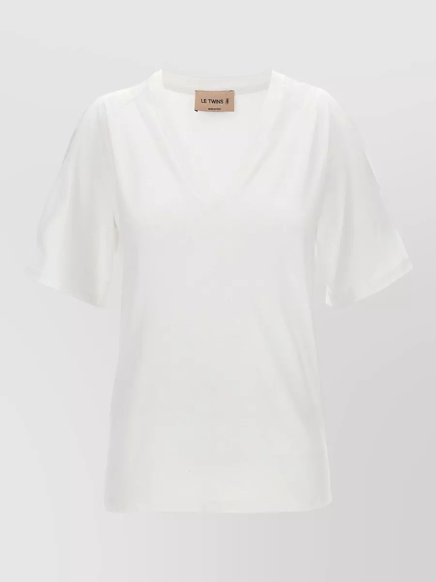 Le Twins cotton v-neck cutout short-sleeve t-shirt