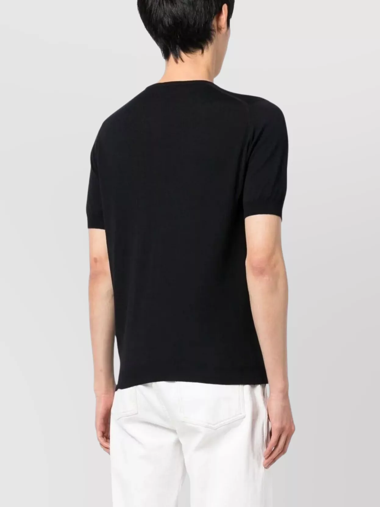 John Smedley Plain Crew Neck T-shirt Short Sleeves In Blue