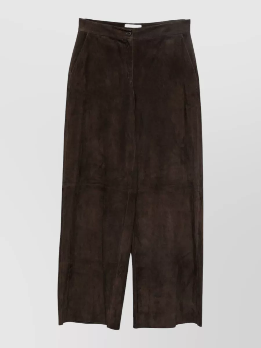 Via Masini 80 leather high-rise wide-leg trousers