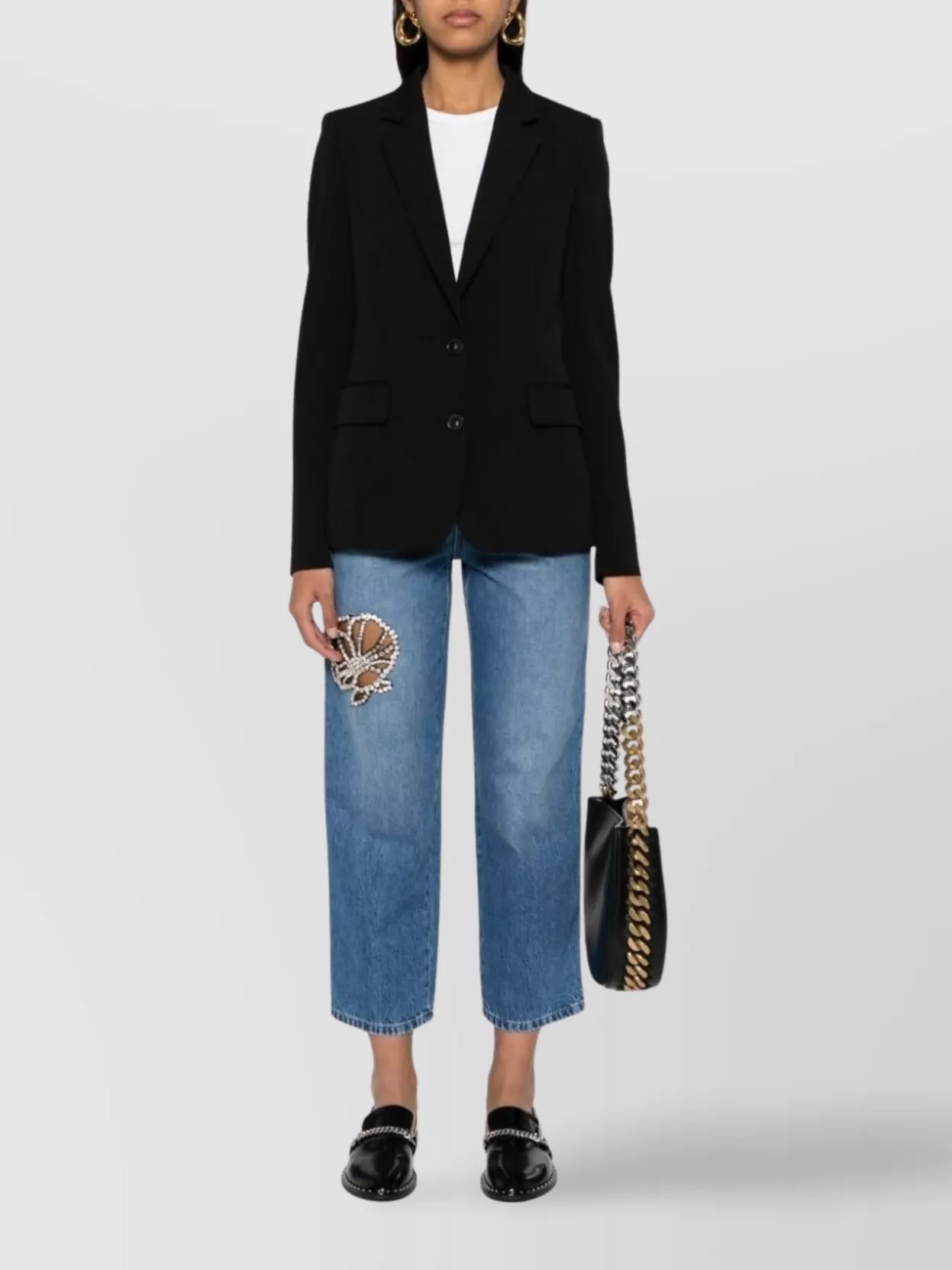 Stella Mccartney Crystal-Embellished Jeans Featuring Cut-Out Detailing