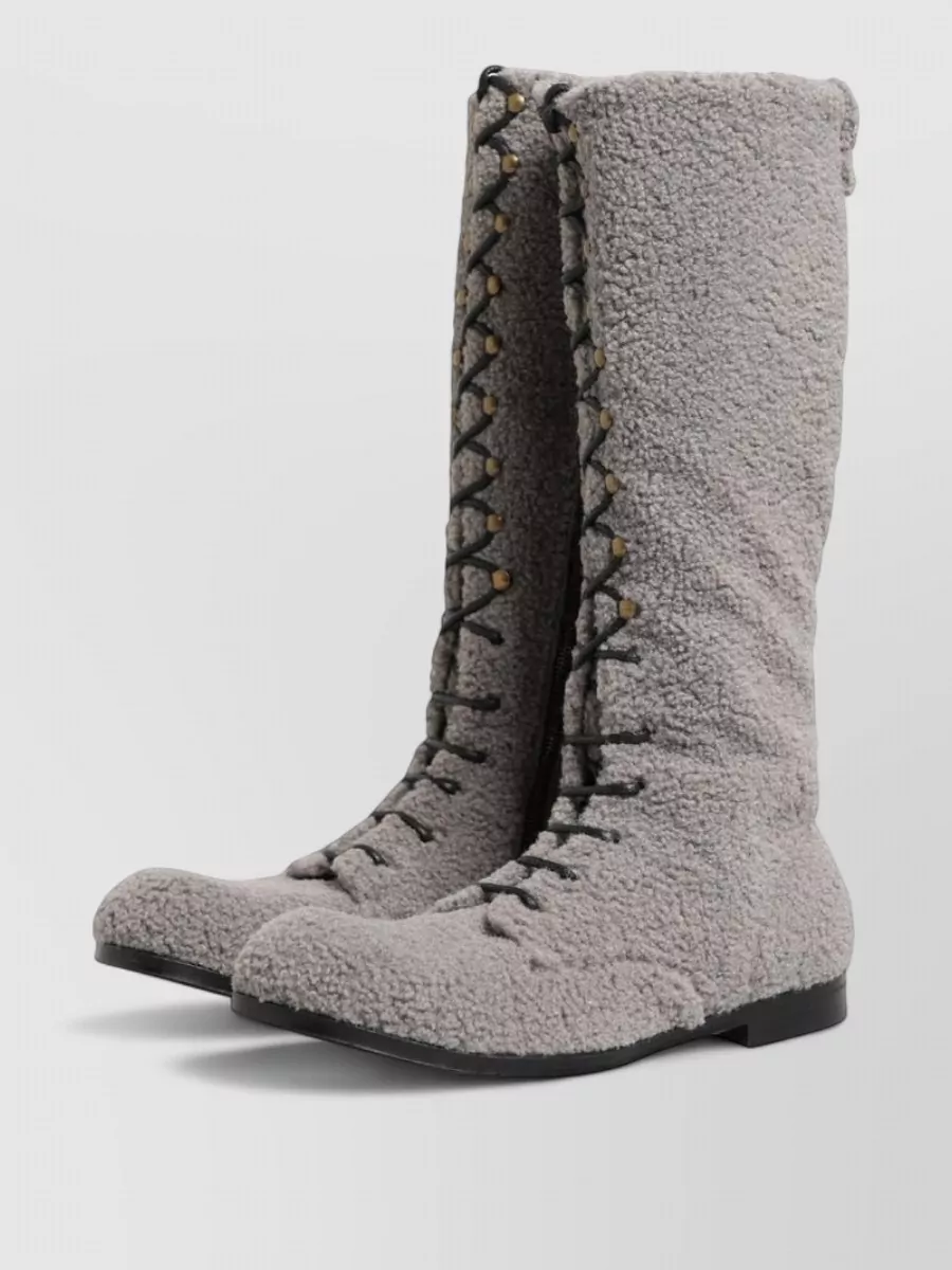 Dolce&Gabbana Shearling Lace Up Knee High Boots