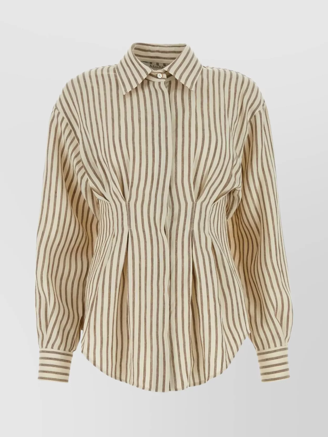 Shop Max Mara Embroidered Stripes Linen Shirt