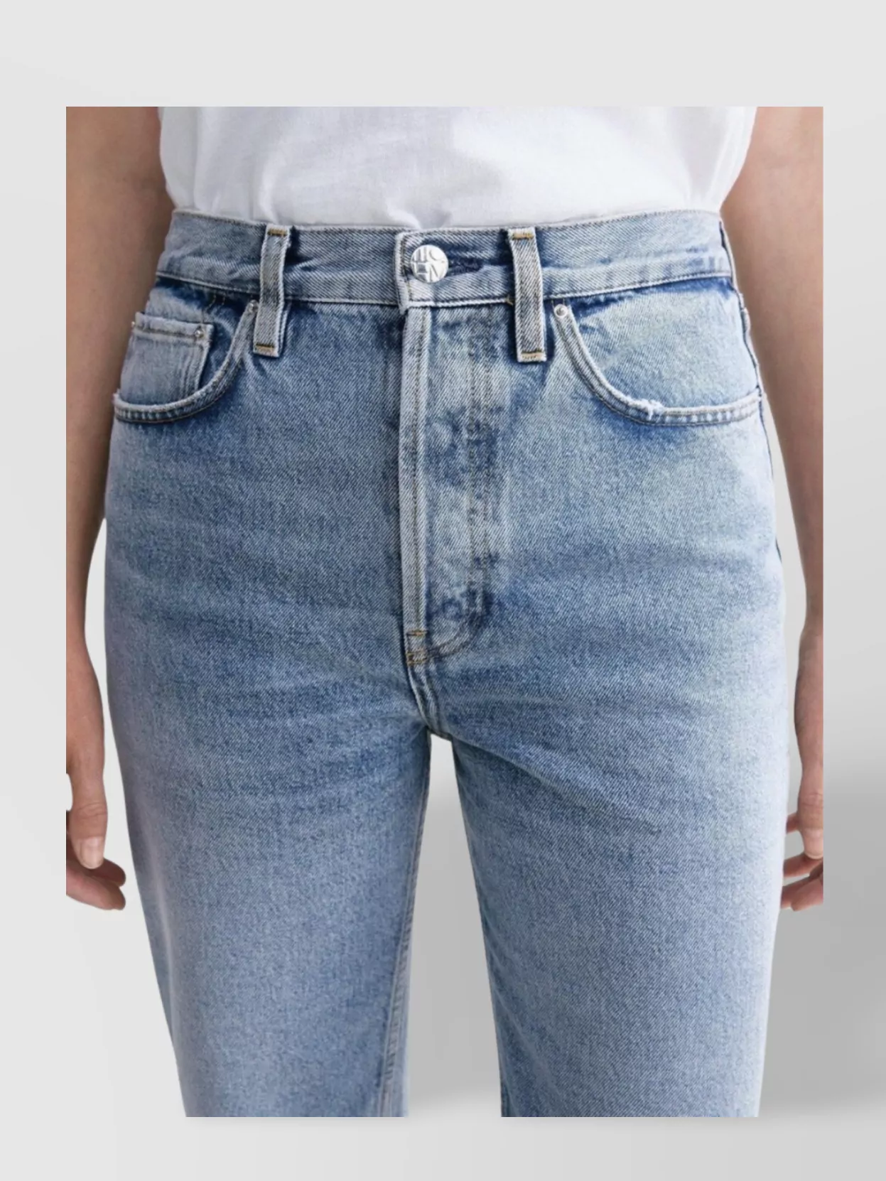 Totême Toteme Twisted Seam Full Length Trouser Worn Blue