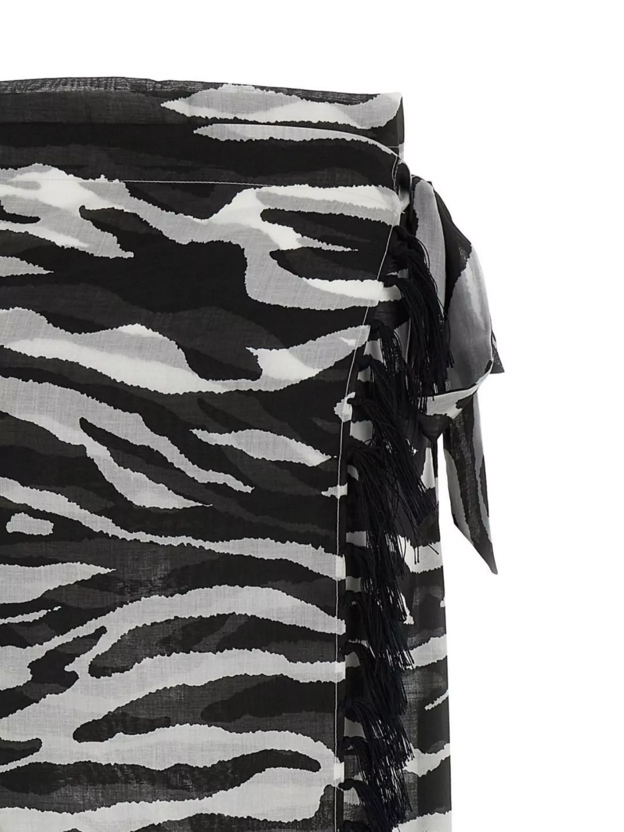 The Attico Zebra Print Sarong Featuring Fringe Detailing