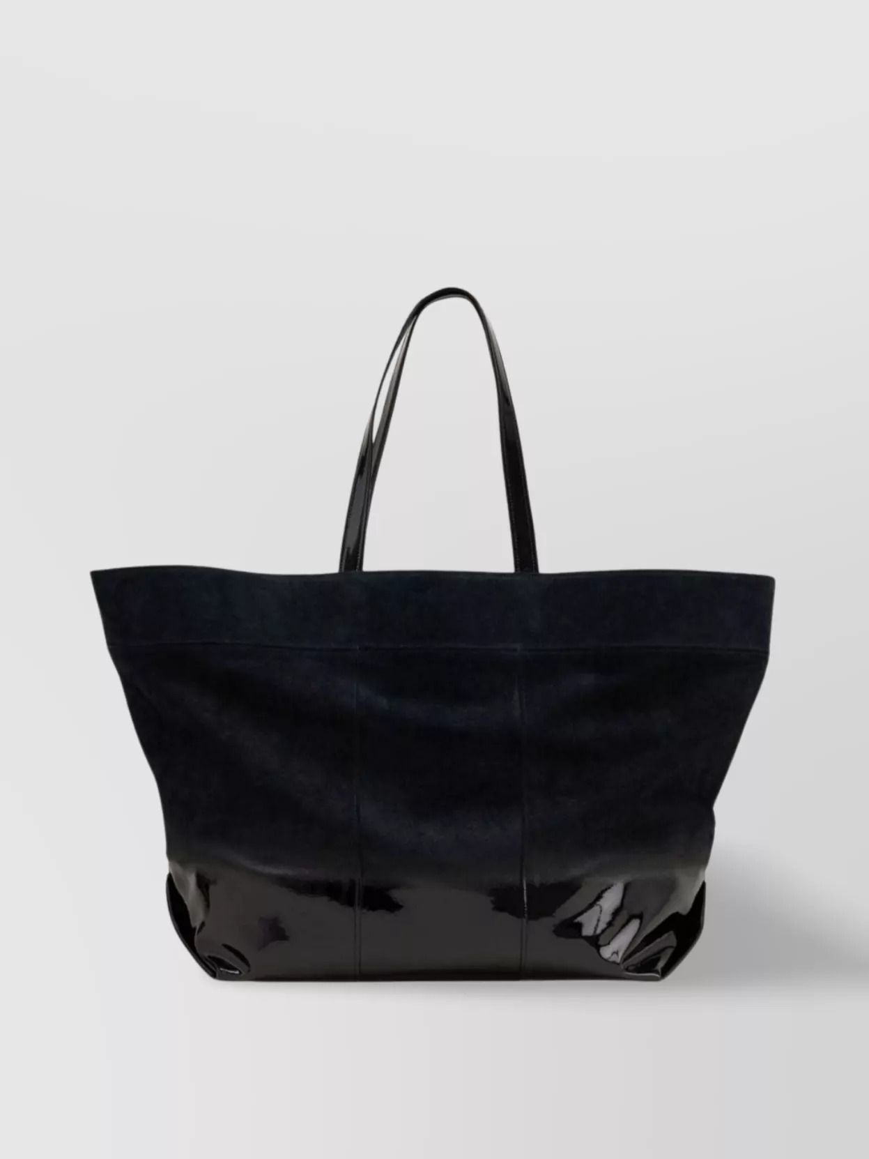 Ami Alexandre Mattiussi Panelled Patent Tote Bag With Two Handles In Black
