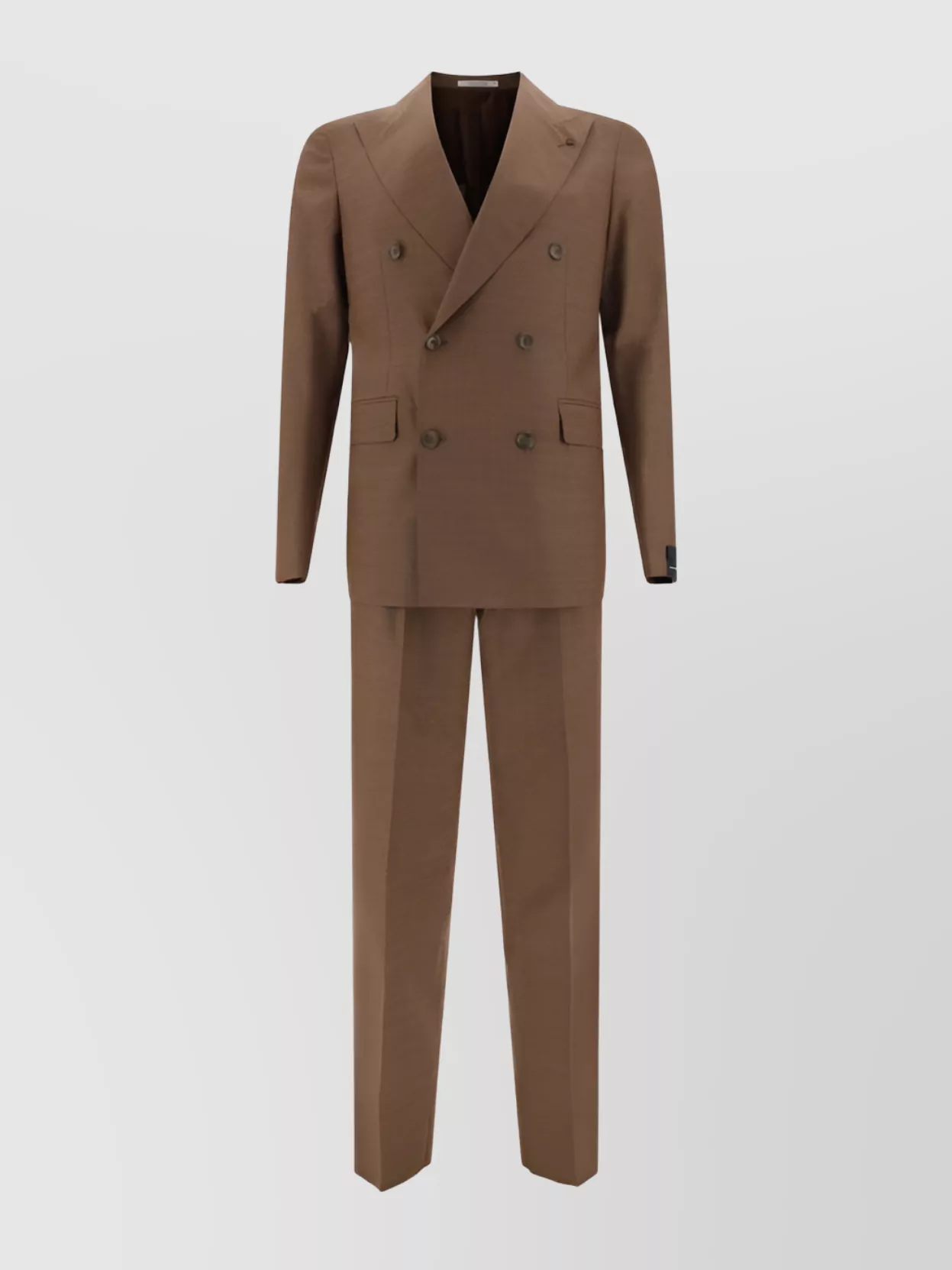Tagliatore Complete Double-breasted Wool Suit In Brown