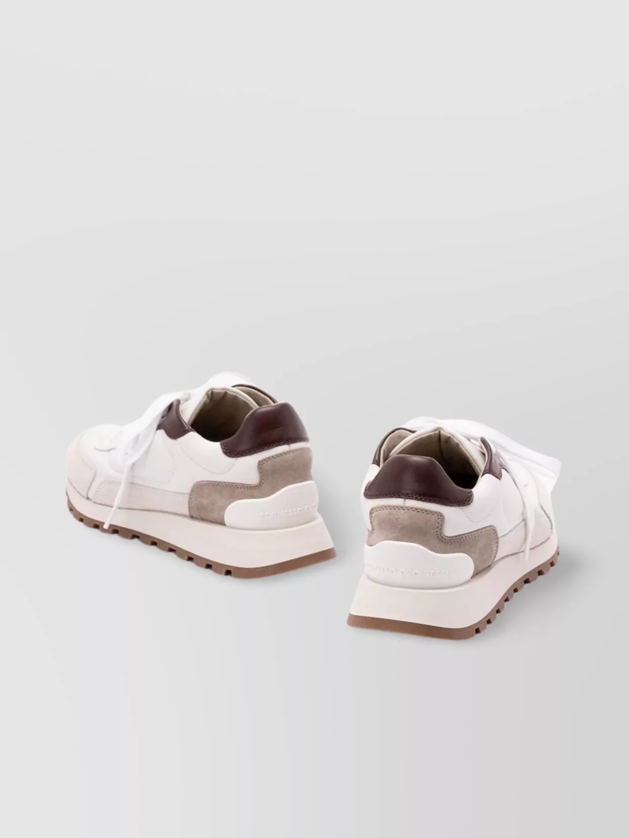 Brunello Cucinelli Leather Sneakers Featuring Padded Ankle And Rubber Sole