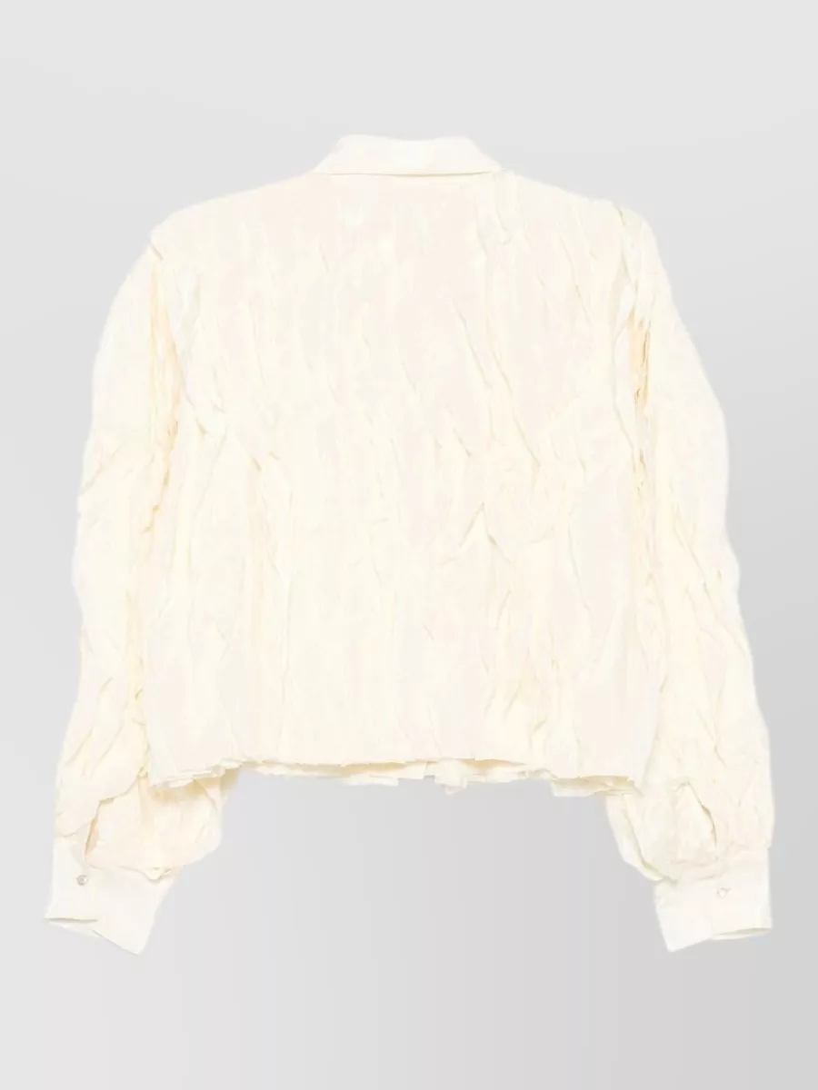 Alysi Crinkled Ruffled Cropped Shirt
