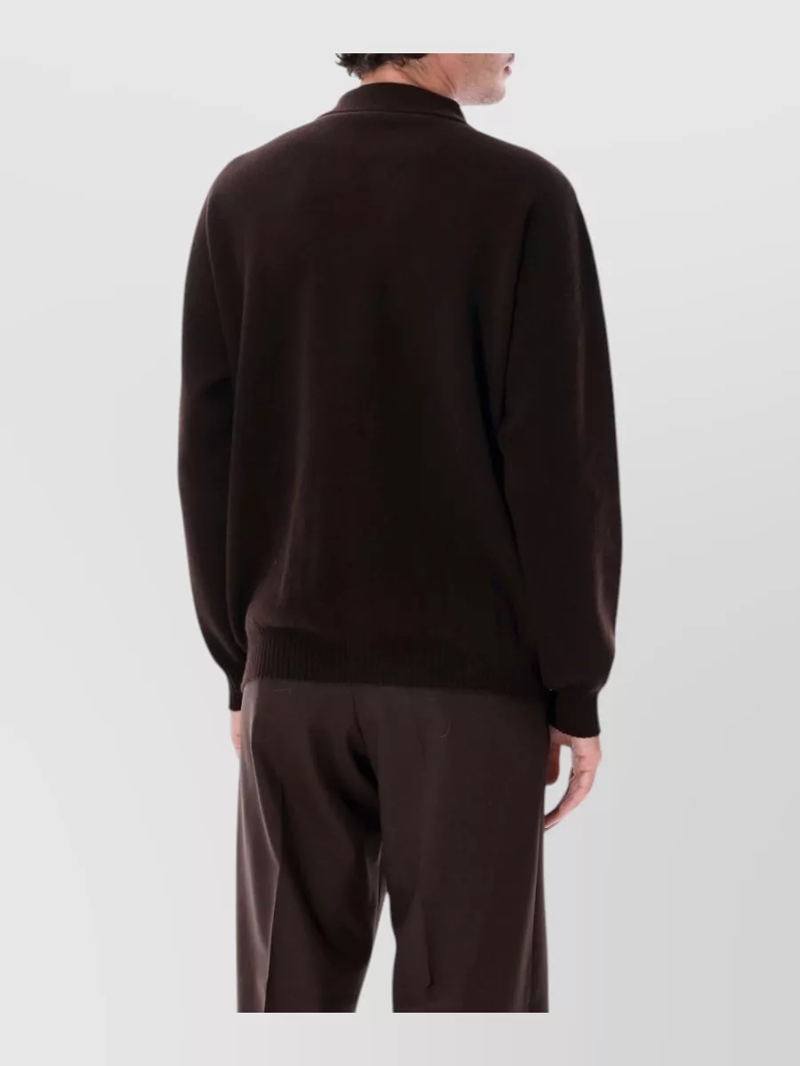 Roberto Collina Merino Wool Ribbed Half-Zip Polo Sweater