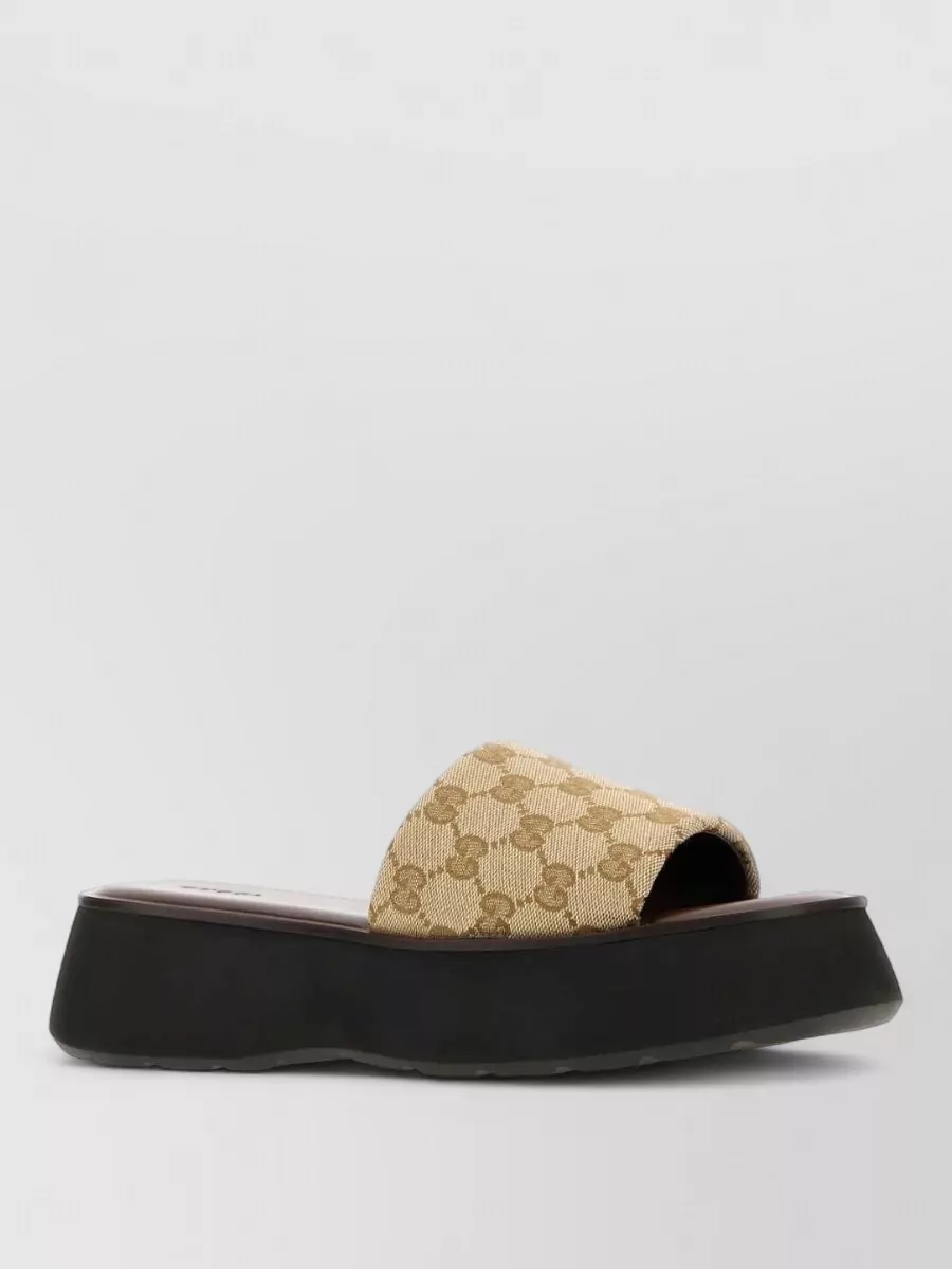 Gucci canvas platform slide sandals