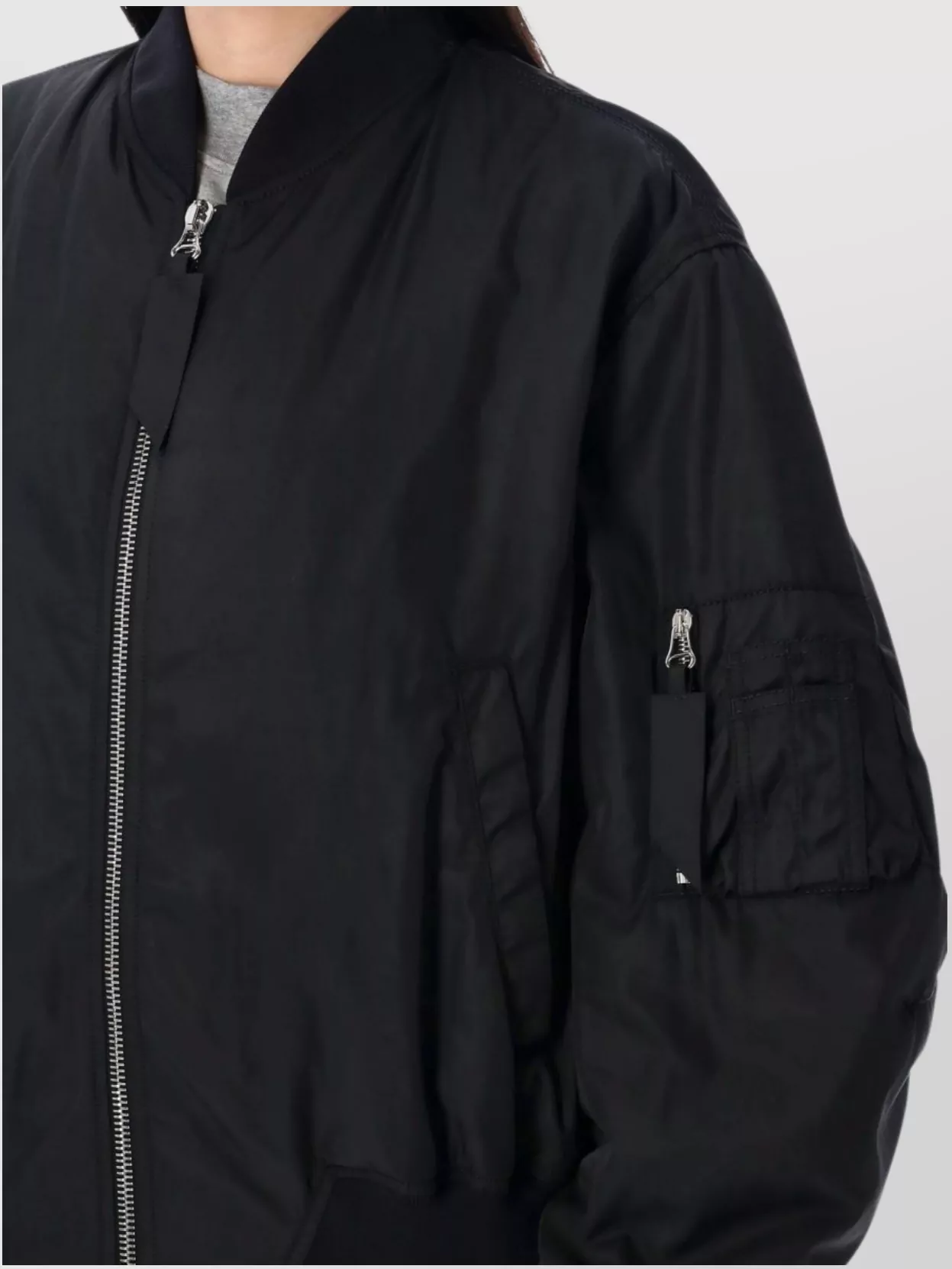 Attico Nylon Bomber Jacket Ribbed Trims