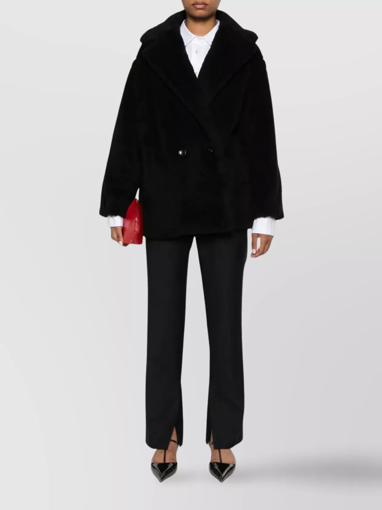 Max Mara Oversized Alpaca And Wool Double-breasted Coat In Black